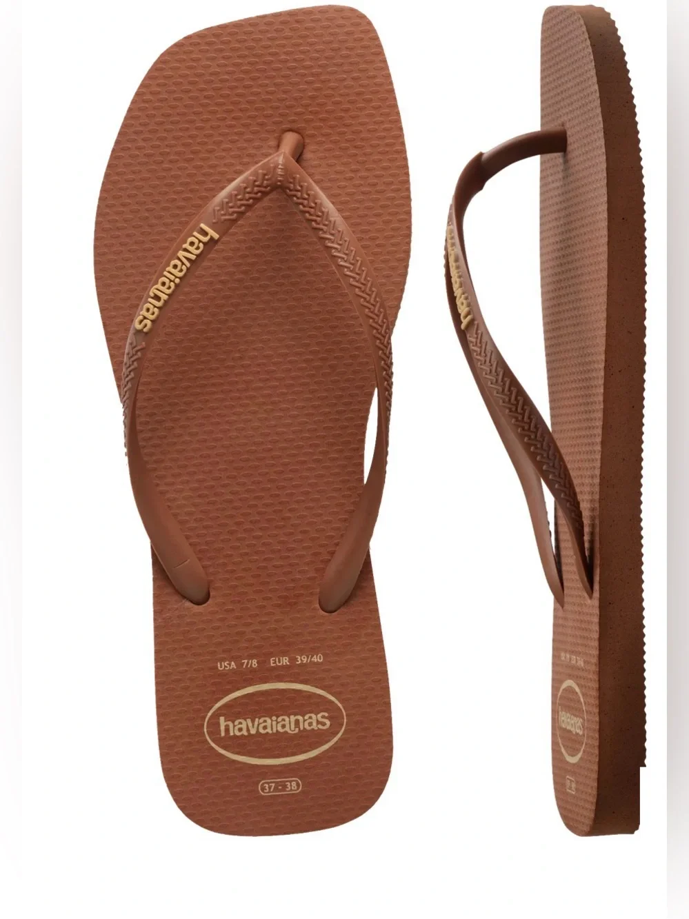 Havaianas Women's Slim Square Toe Flip Flops- Rust- 7/8